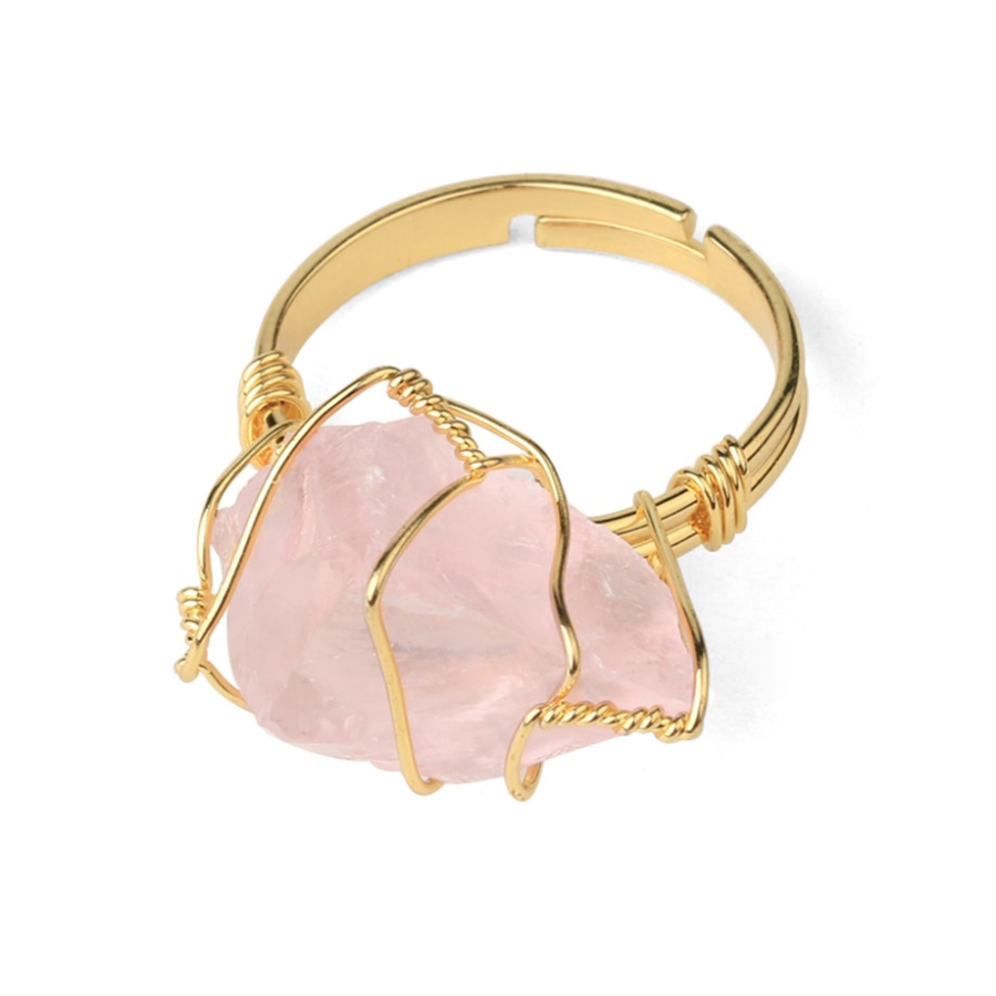 Rose Quartz Crystal Adjustable Ring