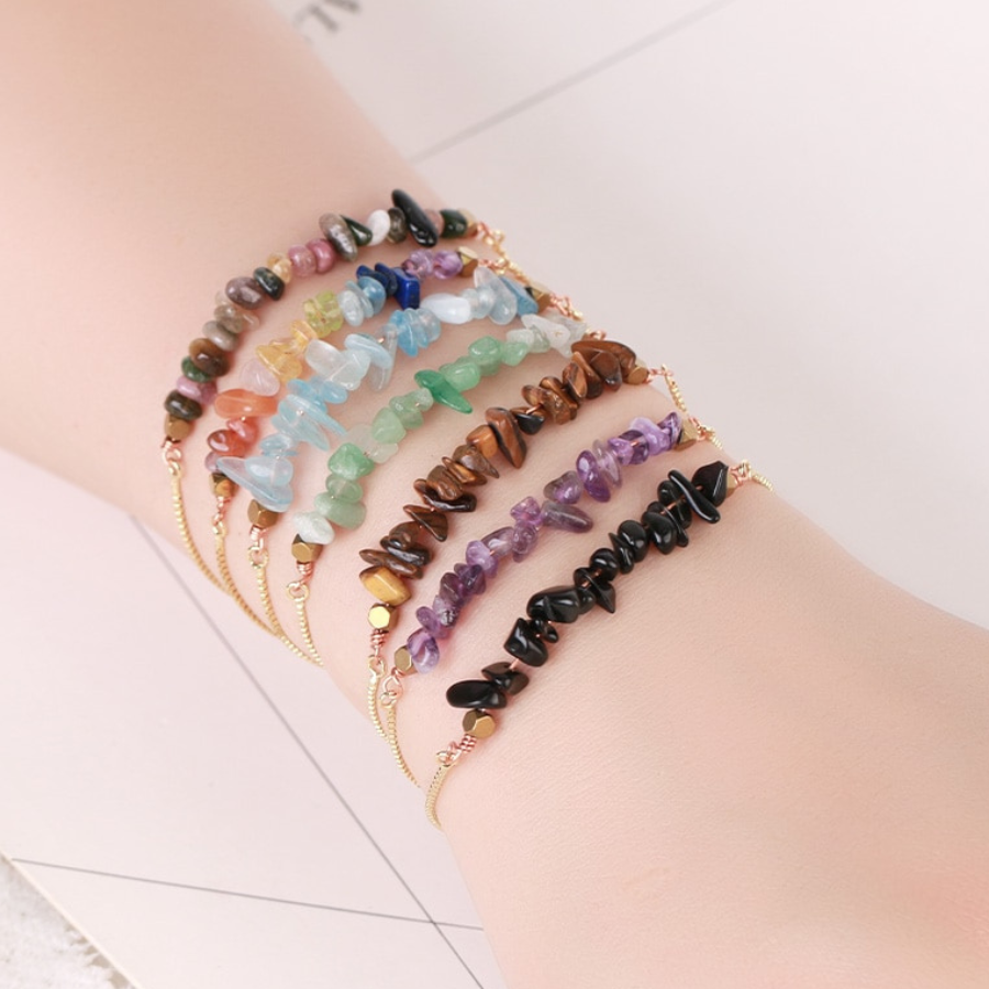 Adjustable Aquamarine Crystal Bracelet