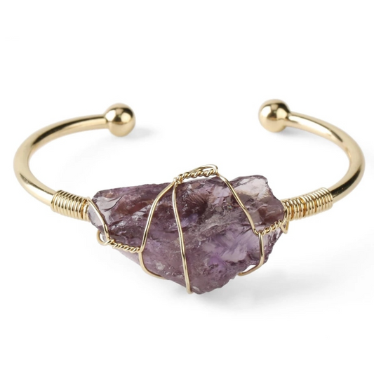 Amethyst Crystal Wire-Wrapped Cuff