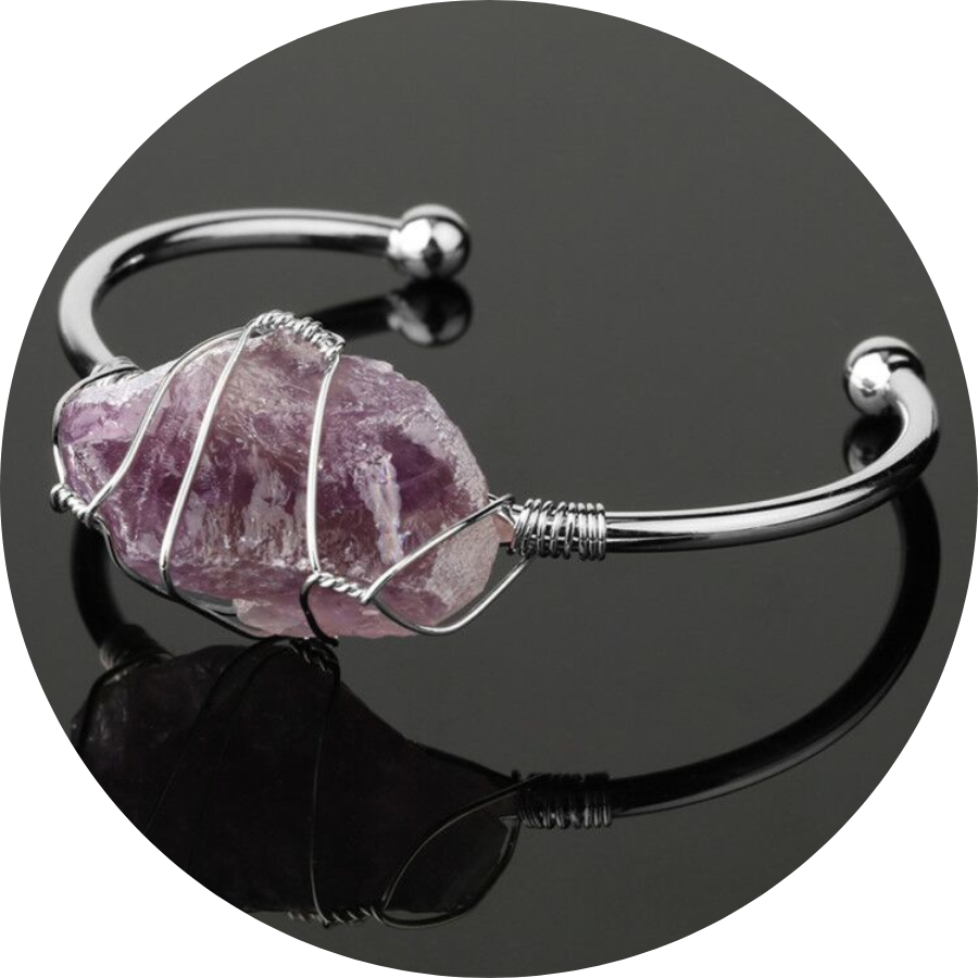 Amethyst Crystal Wire-Wrapped Cuff