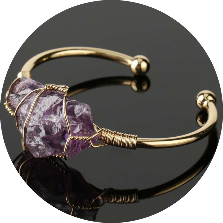 Amethyst Crystal Wire-Wrapped Cuff