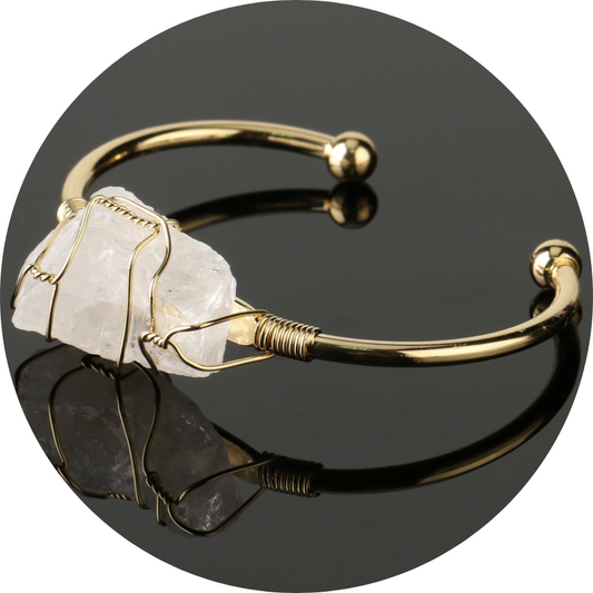 Clear Quartz Crystal Wire-Wrapped Cuff