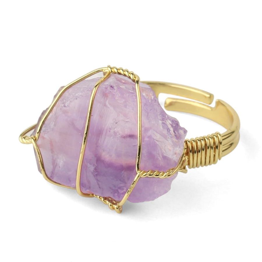 Amethyst Crystal Adjustable Ring