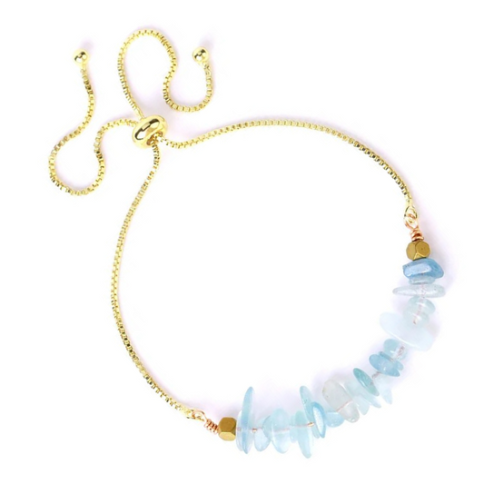 Adjustable Aquamarine Crystal Bracelet