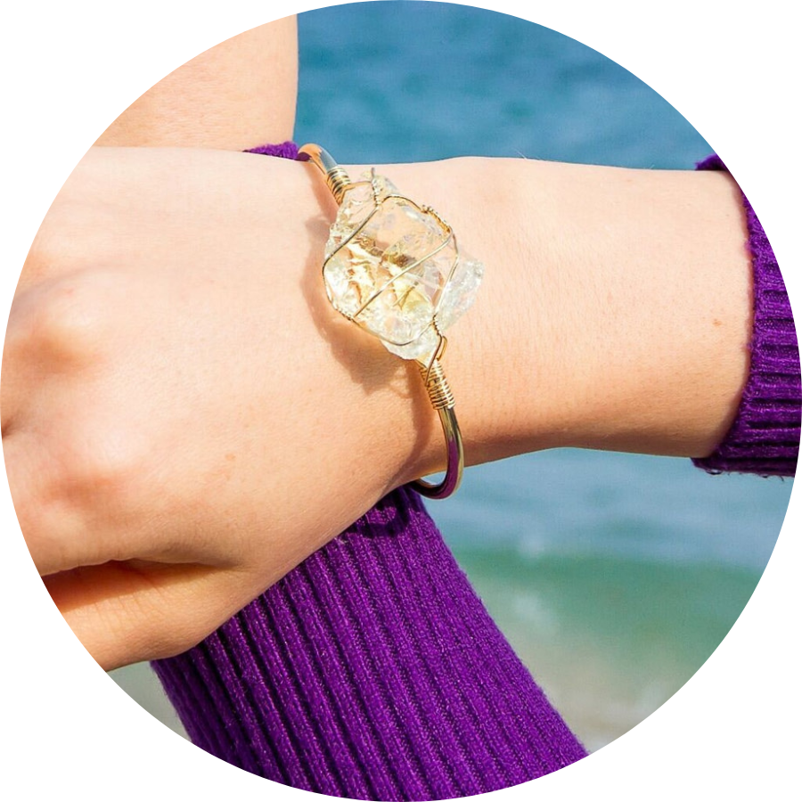 Citrine Crystal Wire-Wrapped Cuff